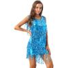 Xnihocha Women's 1920s Flapper Cocktail Party Dress Sequin Tassel Latin Rumba Dance Dress Glitter Ballroom Costumes Sky Blue X-Large view 4
