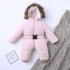 Newborn Infant Baby Snowsuits Hoodie Jumpsuit Boys Girls Winter Warm Padded Thick Coat Outfit (Pink-3, 9-12 Months) view 3