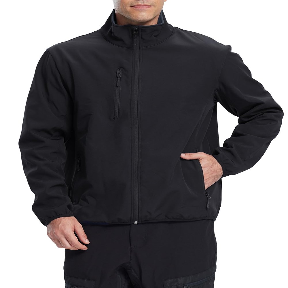 fit space Men's Athletic Insulated Jacket Lightweight Fleece Outerwear Windbreaker Running Cycling Hiking (Black,X-Large)