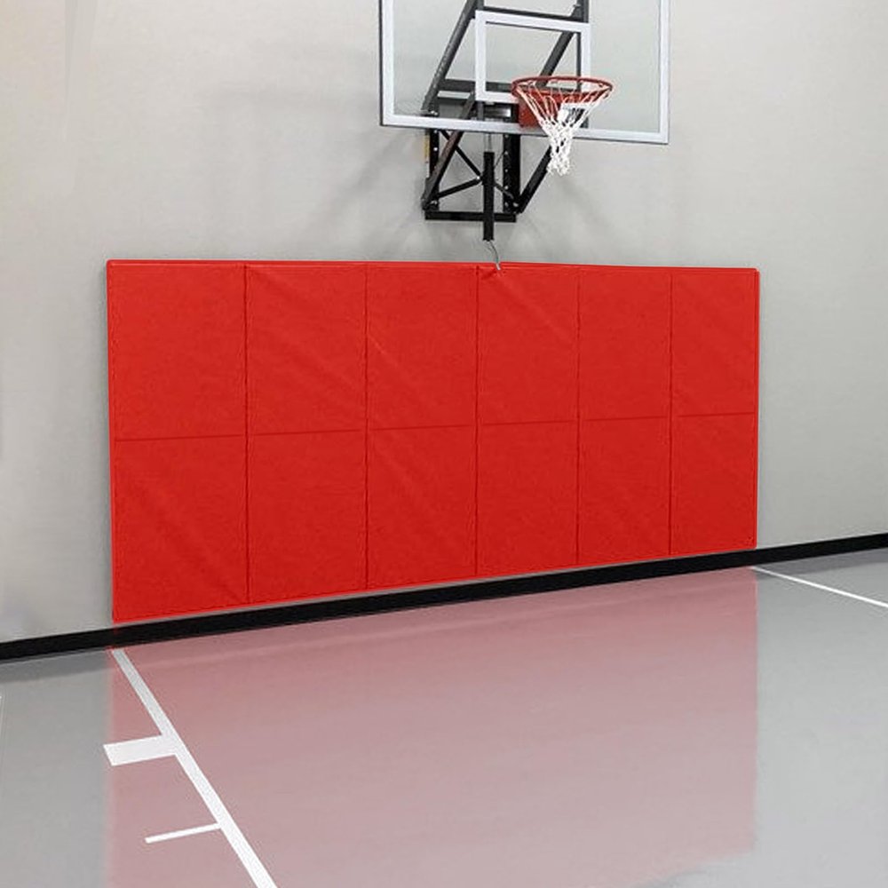 PROGOAL Gym Wall Paddings Basketball Court Wall Protection Pad - 2Thick Foam Wall Mat Durable Protector for Wall-Mounted Basketball Hoops Garage Taekwondo60" Lx20 W,Red