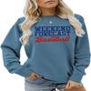 ESIKAH Weekend Forecast Baseball Sweatshirt Baseball Mom Shirt Baseball Lover Shirt Gifts Women Loose Crewneck Pullover Tops Blue view 1