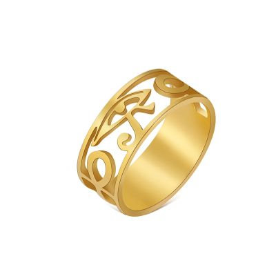 UNIFT Eye of Horus Ankh Cross Rings for Women Men Stainless Steel Ancient Egyptian Cross The Eye of Horus Ring Protection Jewelry (6, gold)