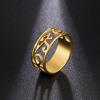 UNIFT Eye of Horus Ankh Cross Rings for Women Men Stainless Steel Ancient Egyptian Cross The Eye of Horus Ring Protection Jewelry (6, gold) view 3