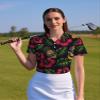 HIVICHI Funny Hawaiian Golf Shirts for Women Pineapple Skull Tropical Print Crazy Polo Shirt, 5X-Large, Aop-wpol-11699 view 3