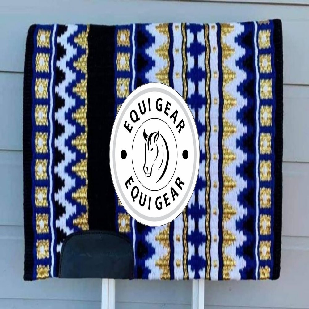 EQUIGEAR Horse Western Show Saddle pad/New Zealand Wool Western Saddle Blanket Top Wool Pad Sensor Flex (Customization Available) A23 (32x32)