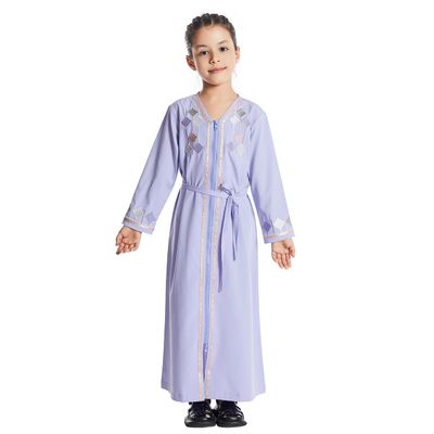 Abaya for Girls Ramadan Dubai Islamic Dress Casual Dress Long Sleeve Hooded Maxi Dresses Muslim Dress for Toddler Girls Traditional Abaya Dubai Clothes Robe Kids ????? ?????? Purple 4-5 Years