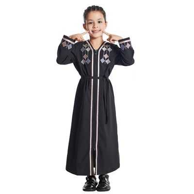 ODIZLI Kids Girls Abaya Long Sleeve Hooded Maxi Dress Dubai Islamic Dress Casual Dress Prayer Clothes Girls Church Prayer Dress ?????? ?????? ?????? ????? ?????? Abaya for Girls #Black 4-5 Years