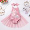 Baby Girls 1st Birthday Outfit Fall Winter Velvet Romper Ruffle Sleeveless Backless Princess Party Tutu Dress Headband Boho Embroidery Cake Smash Clothes for Photo Shoot Dusty Pink 18-24 Months view 2