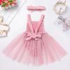 Baby Girls 1st Birthday Outfit Fall Winter Velvet Romper Ruffle Sleeveless Backless Princess Party Tutu Dress Headband Boho Embroidery Cake Smash Clothes for Photo Shoot Dusty Pink 18-24 Months view 3