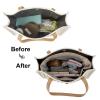 Muka Purse Organizer Insert, Nylon Tote Organizer Insert with 13 Pockets, Handbag Organizer for Tote bag, Gray Large view 3