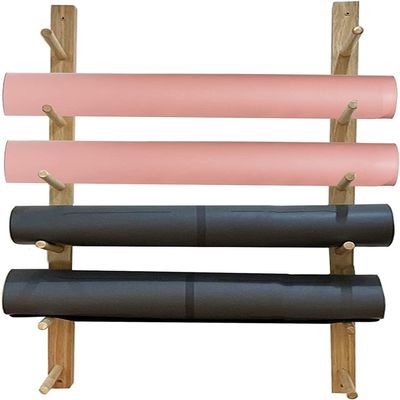 CIRCIR Gym/Home Wood Yoga Mat Rack Holder Shelf,Wall Mounted Exercise Mats Organizer Stand,Multifunctional Sports Accessaries Storage (Size : 6 Tier)