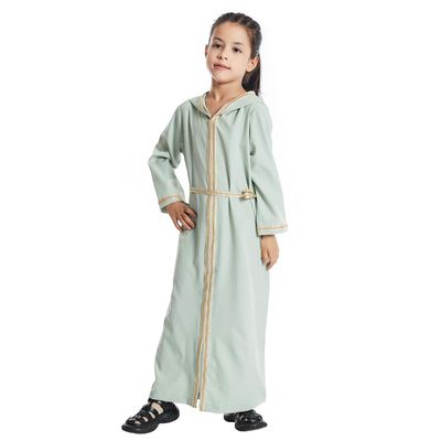 Abaya For Girls Muslim Dress Robe Ramadan Hooded Maxi Dress Toddler Dubai Islamic Dress Prayer Cloth   Abaya Kaftan Prayer Dress Toddler Muslin Dress Long Sleeve Mint Green 3-4 Years