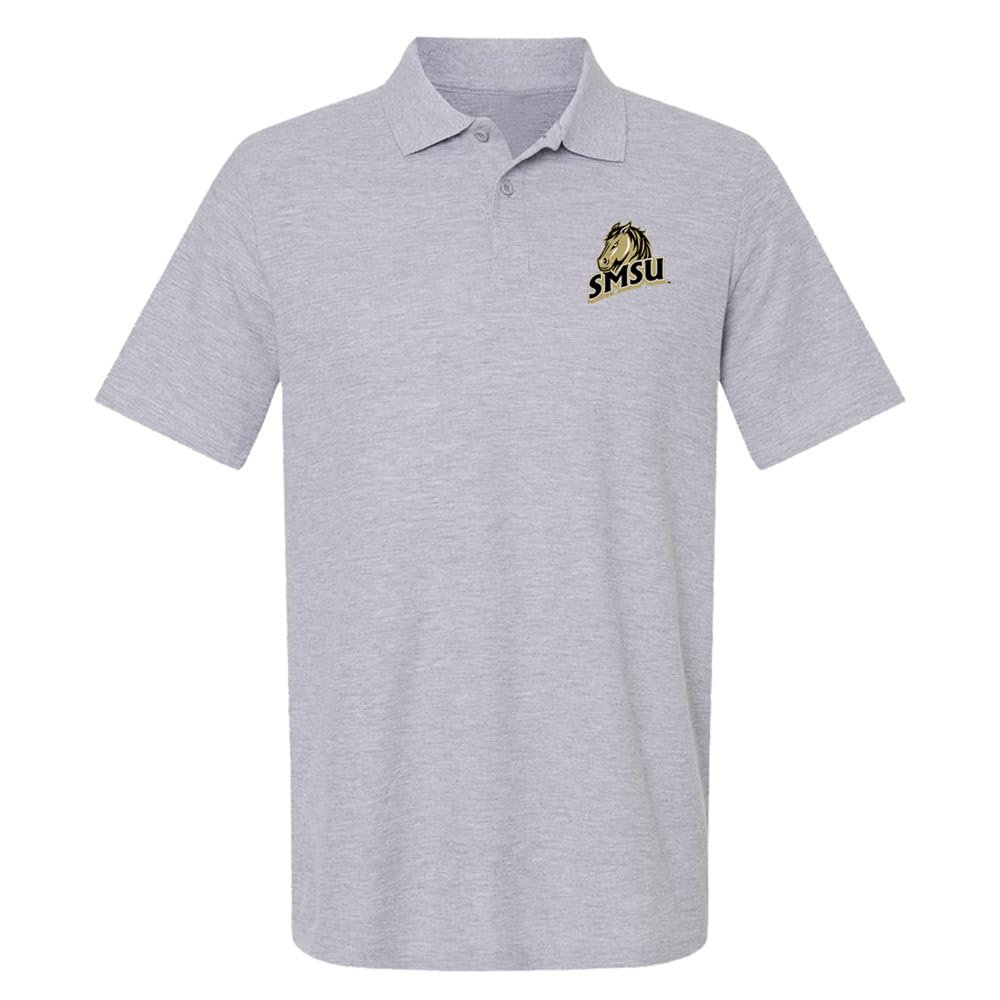 Campus Lab Southwest Minnesota State University Primary Logo Men's Adult 100% Cotton Knit Polo Shirt, Athletic Heather, 3X-Large