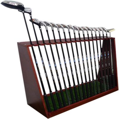 ZARUX Golf Club Floor-Standing Display Rack, Wooden Golf Club Storage Organizers for Garage Home Office Indoor Outdoor, Holds 18 Putter Clubs (Color : Brown)