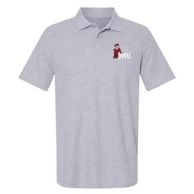 Campus Lab Ohio Wesleyan University Primary Logo Men's Adult 100% Cotton Knit Polo Shirt, Athletic Heather, 3X-Large