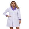 Alvivi Professional Lab Coat for Women Full Sleeve Medical Coat Notch Lapel Big Pockets Halloween Nurse Uniform Purple Curved Lapel Medium view 1