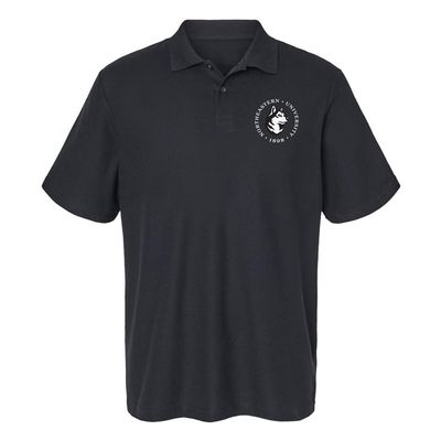 Campus Lab Northeastern University Primary Logo Men's Adult 100% Cotton Knit Polo Shirt, Black, 3X-Large