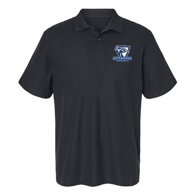 Campus Lab Upper Iowa University Primary Logo Men's Adult 100% Cotton Knit Polo Shirt, Black, 3X-Large
