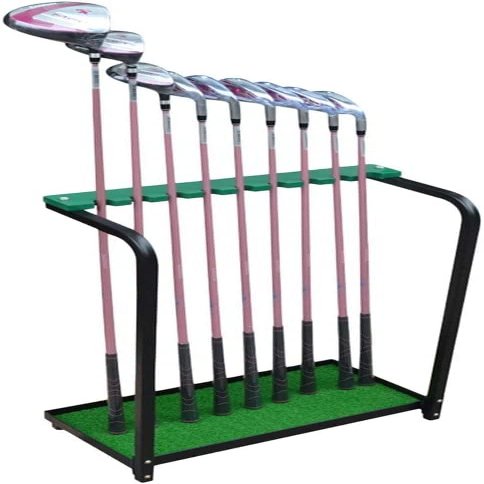 ZARUX Metal Golf Club Rack Organizer, Hold 9 Clubs, Indoor Outdoor Floor Stand Golf Clubs Shelf Organizer Equipment Storage, Golf Putter Rack