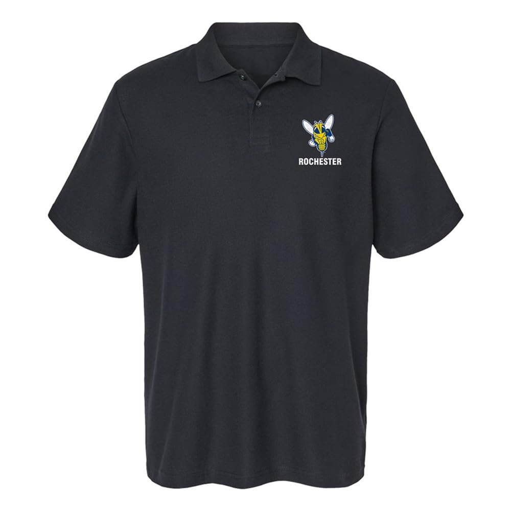 Campus Lab University of Rochester Primary Logo Men's Adult 100% Cotton Knit Polo Shirt, Black, 2X-Large