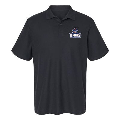Campus Lab University of Mary Primary Logo Men's Adult 100% Cotton Knit Polo Shirt, Black, 2X-Large