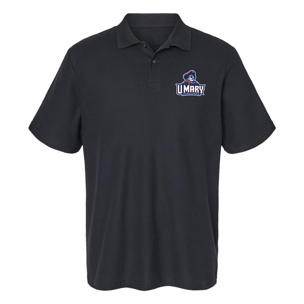 Campus Lab University of Mary Primary Logo Men's Adult 100% Cotton Knit Polo Shirt, Black, 2X-Large
