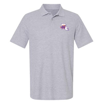 Campus Lab Northwestern State University Primary Logo Men's Adult 100% Cotton Knit Polo Shirt, Athletic Heather, 3X-Large