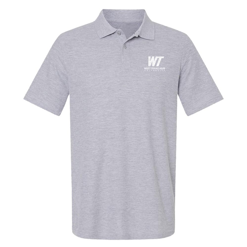 Campus Lab West Texas A&M University Primary Logo Men's Adult 100% Cotton Knit Polo Shirt, Athletic Heather, 3X-Large