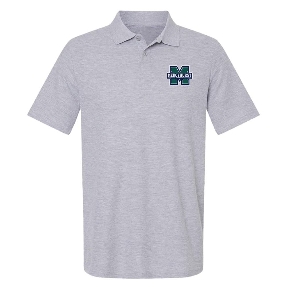 Campus Lab Mercyhurst University Primary Logo Men's Adult 100% Cotton Knit Polo Shirt, Athletic Heather, 3X-Large
