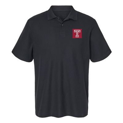 Campus Lab Temple University Primary Logo Men's Adult 100% Cotton Knit Polo Shirt, Black, 2X-Large