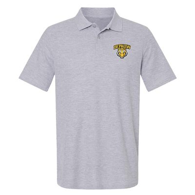 Campus Lab DePauw University Primary Logo Men's Adult 100% Cotton Knit Polo Shirt, Athletic Heather, 2X-Large