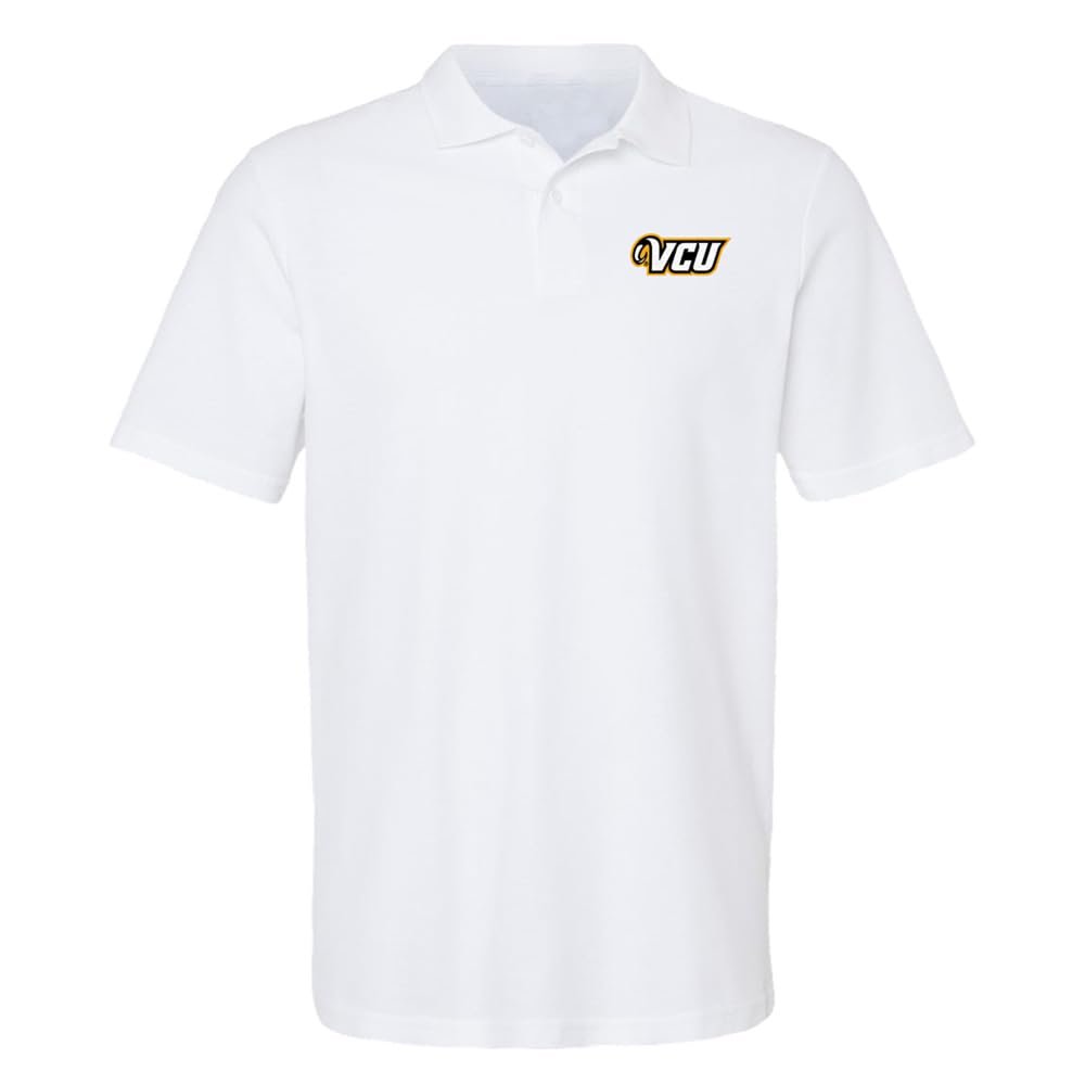 Campus Lab Virginia Commonwealth University Primary Logo Men's Adult 100% Cotton Knit Polo Shirt, White, 3X-Large
