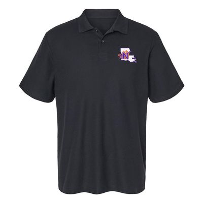 Campus Lab Northwestern State University Primary Logo Men's Adult 100% Cotton Knit Polo Shirt, Black, 3X-Large