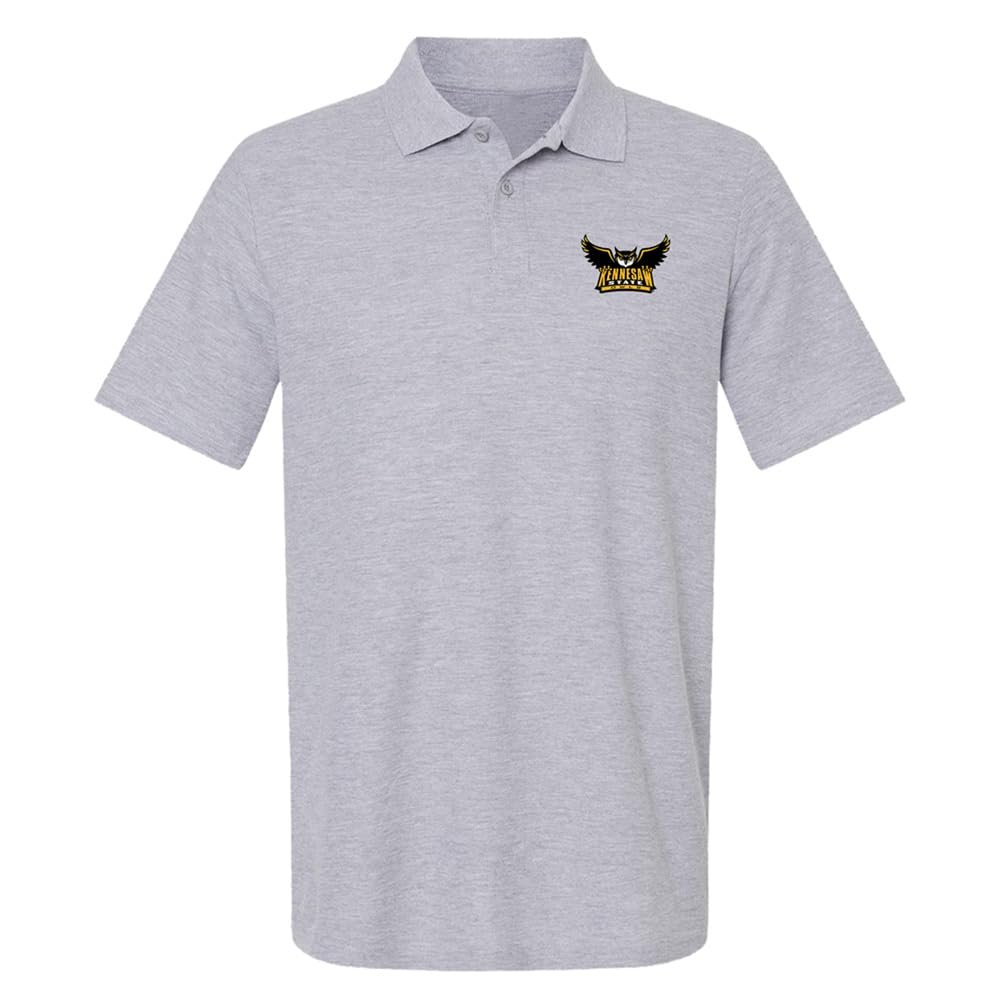 Campus Lab Kennesaw State University Primary Logo Men's Adult 100% Cotton Knit Polo Shirt, Athletic Heather, 2X-Large