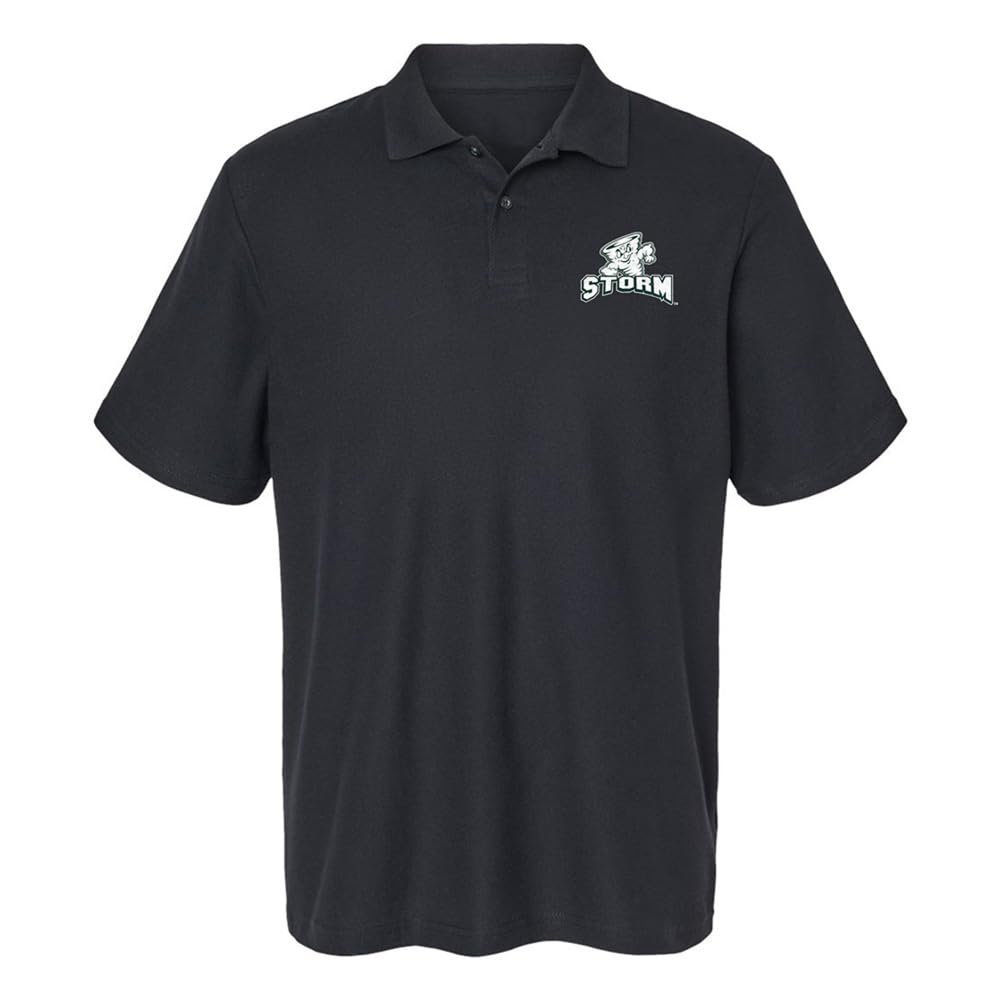 Campus Lab Lake Erie College Primary Logo Men's Adult 100% Cotton Knit Polo Shirt, Black, 3X-Large