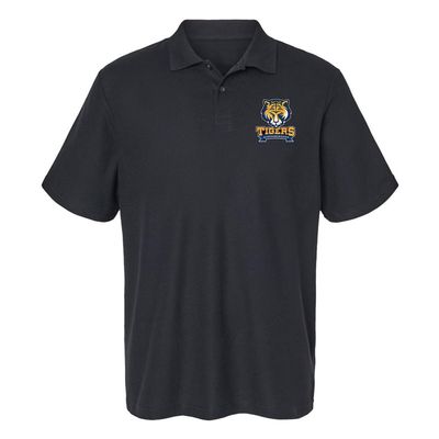 Campus Lab Queensborough Community College Primary Logo Men's Adult 100% Cotton Knit Polo Shirt, Black, 3X-Large