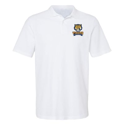 Campus Lab Queensborough Community College Primary Logo Men's Adult 100% Cotton Knit Polo Shirt, White, 3X-Large