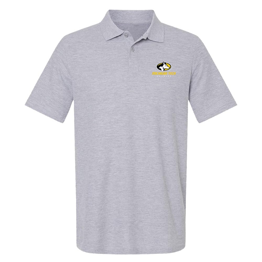 Campus Lab Michigan Tech University Primary Logo Men's Adult 100% Cotton Knit Polo Shirt, Athletic Heather, 3X-Large