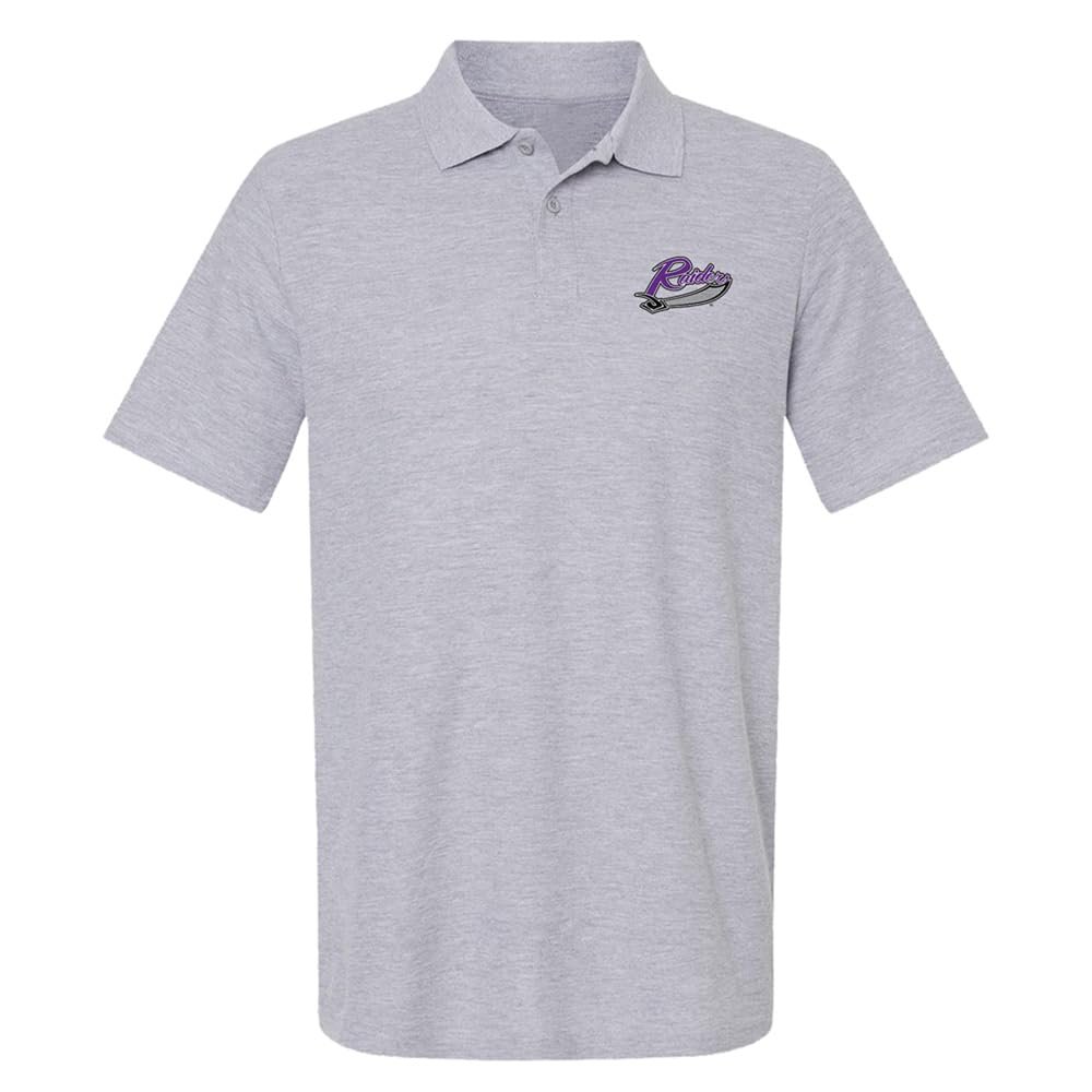 Campus Lab University of Mount Union Primary Logo Men's Adult 100% Cotton Knit Polo Shirt, Athletic Heather, 2X-Large