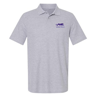 Campus Lab University of Sioux Falls Primary Logo Men's Adult 100% Cotton Knit Polo Shirt, Athletic Heather, 3X-Large