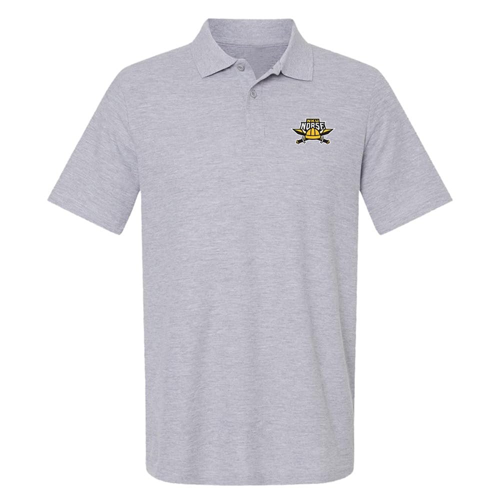 Campus Lab NKU Primary Logo Men's Adult 100% Cotton Knit Polo Shirt, Athletic Heather, 3X-Large