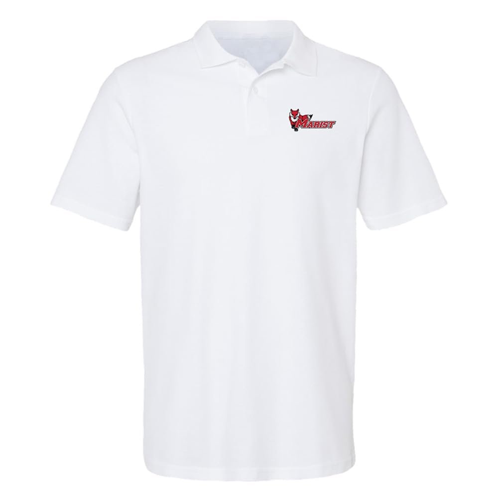 Campus Lab Marist College Primary Logo Men's Adult 100% Cotton Knit Polo Shirt, White, 3X-Large