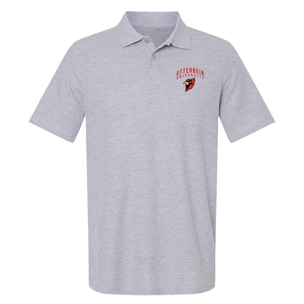 Campus Lab Otterbein University Primary Logo Men's Adult 100% Cotton Knit Polo Shirt, Athletic Heather, 2X-Large