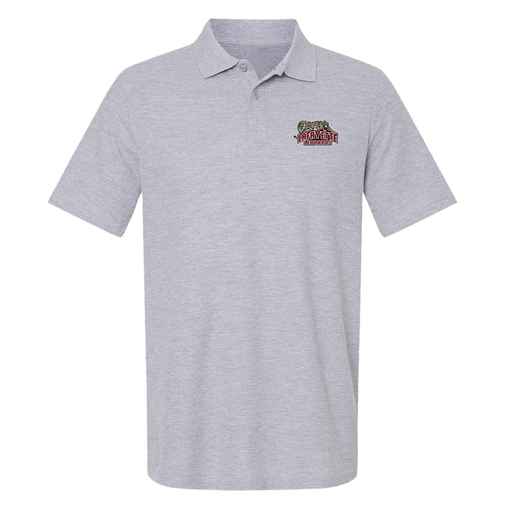 Campus Lab Lafayette College Primary Logo Men's Adult 100% Cotton Knit Polo Shirt, Athletic Heather, 2X-Large
