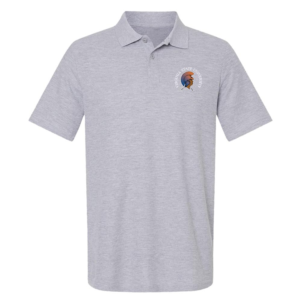 Campus Lab Virginia State University Primary Logo Men's Adult 100% Cotton Knit Polo Shirt, Athletic Heather, 2X-Large