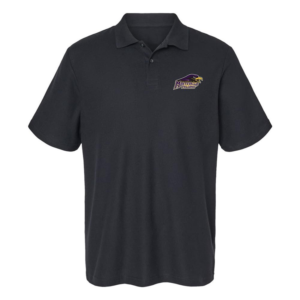 Campus Lab University of Montevallo Primary Logo Men's Adult 100% Cotton Knit Polo Shirt, Black, 3X-Large