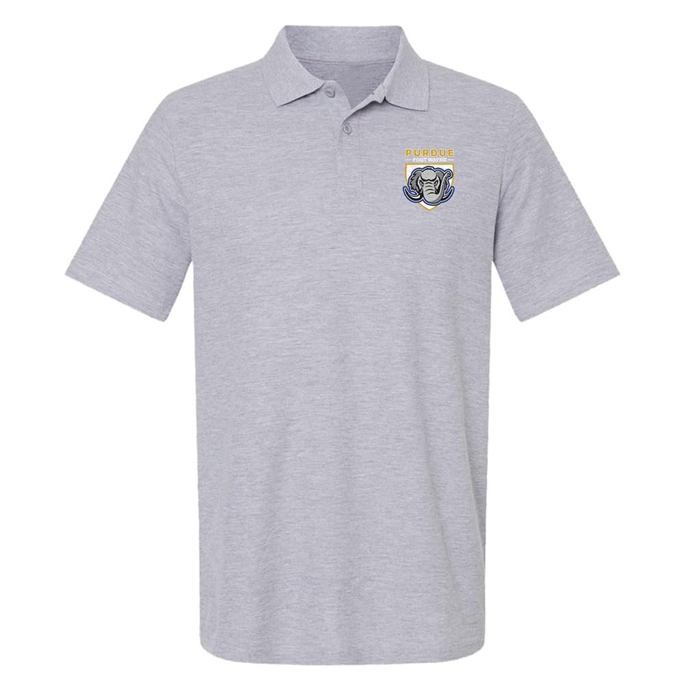 Purdue University Fort Wayne Primary Logo Men's Adult 100% Cotton Knit Polo Shirt, Athletic Heather, 2X-Large