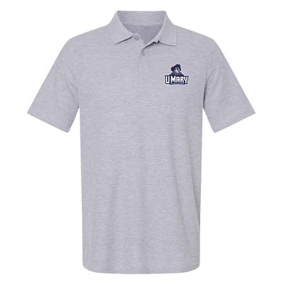 Campus Lab University of Mary Primary Logo Men's Adult 100% Cotton Knit Polo Shirt, Athletic Heather, 2X-Large