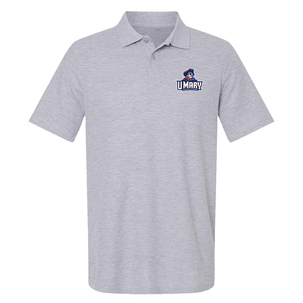 Campus Lab University of Mary Primary Logo Men's Adult 100% Cotton Knit Polo Shirt, Athletic Heather, 2X-Large