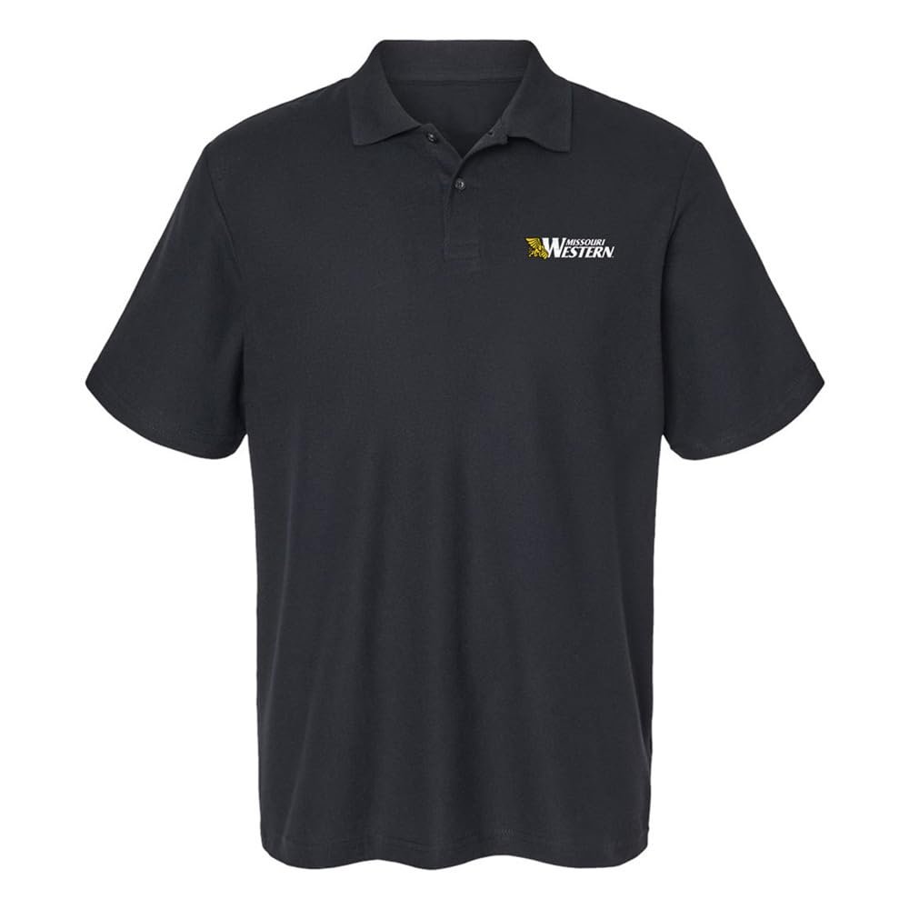 Campus Lab Missouri Western State University Primary Logo Men's Adult 100% Cotton Knit Polo Shirt, Black, 2X-Large